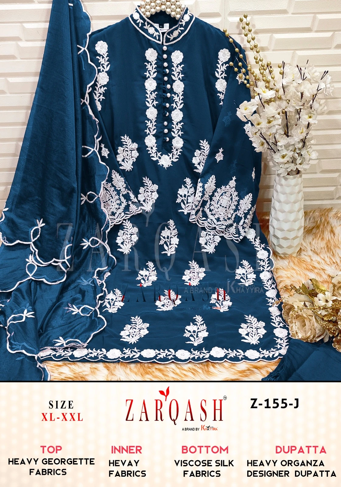 Zarqash Z 155 Foux Georgette Wholesale Pakistani Readymade Salwar Suit Catalog — Wholesale Pakistani Suits, MPA wholesale from Surat - Gallery Image 3